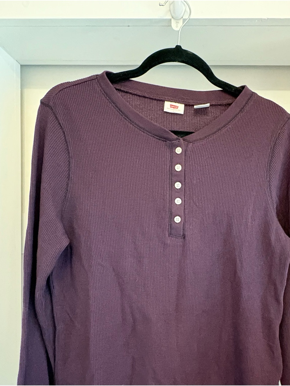 Levi's Plum Ribbed Button-Front Henley